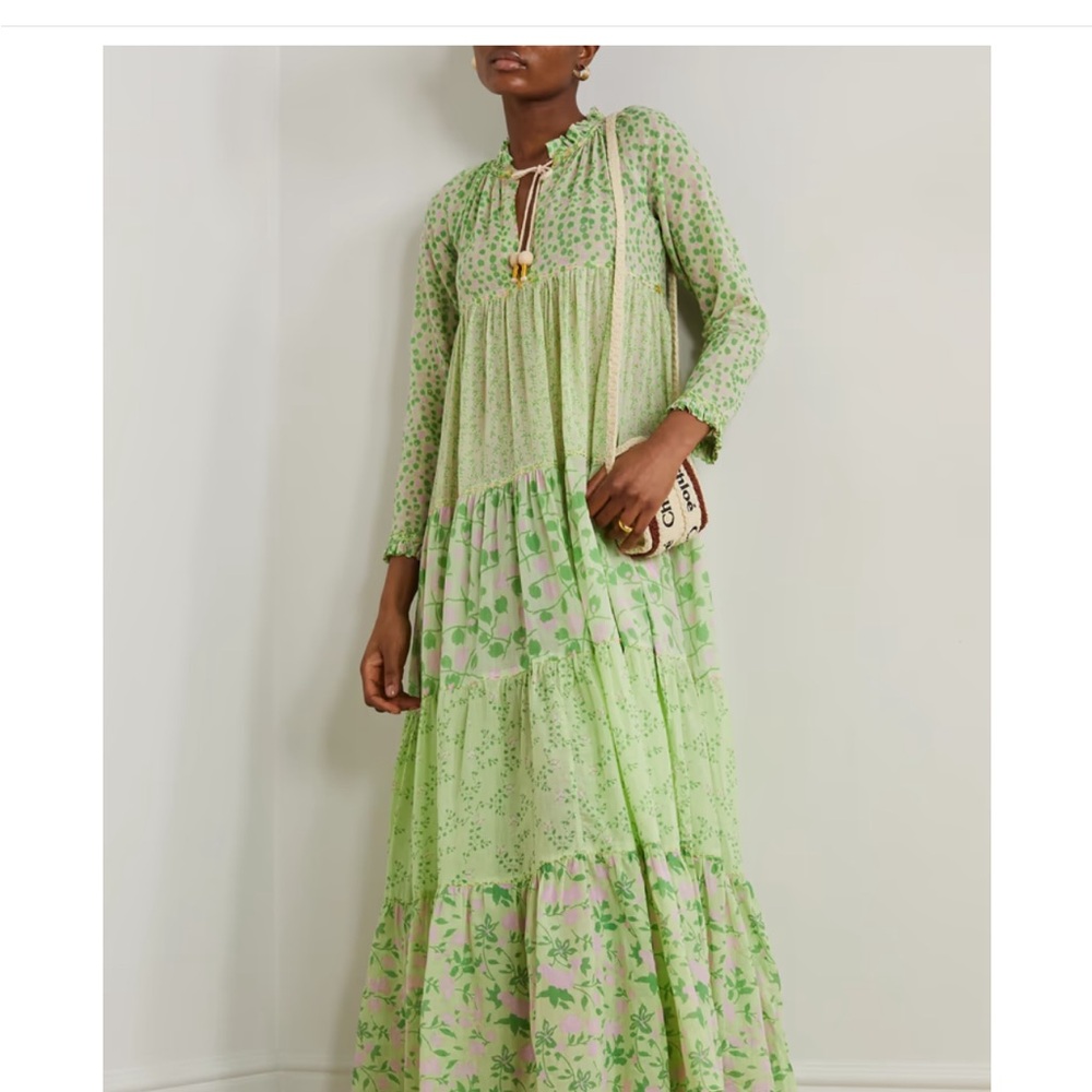 Floral Green and Pink Maxi Dress
